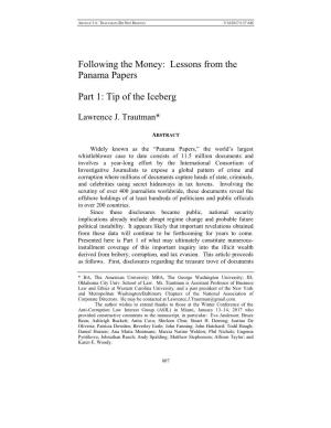 Following the Money: Lessons from the Panama Papers Part 1