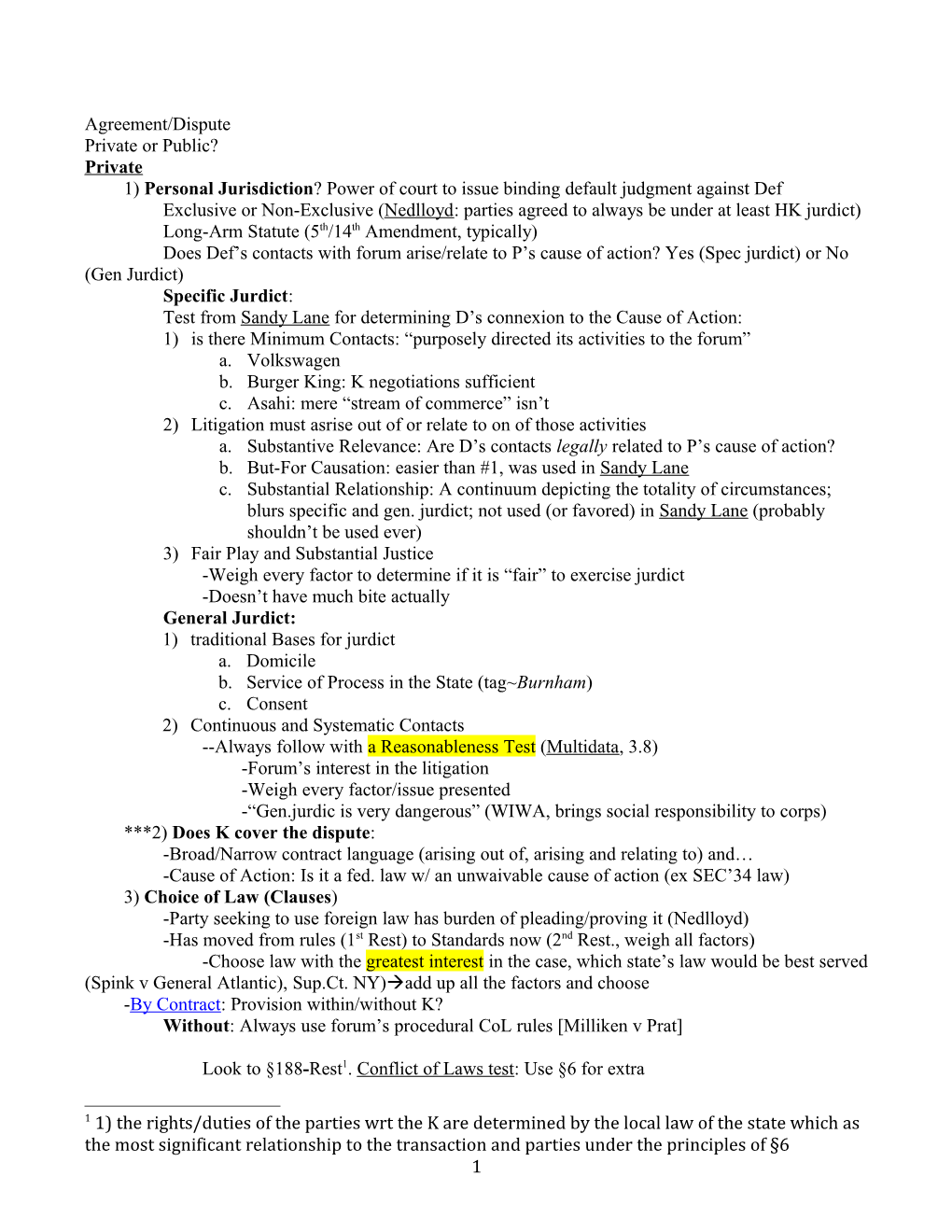 1) Personal Jurisdiction ? Power of Court to Issue Binding Default Judgment Against Def