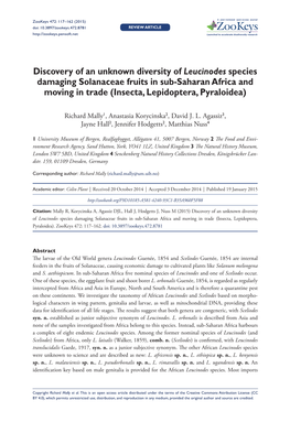 Discovery of an Unknown Diversity of Leucinodes Species Damaging Solanaceae Fruits in Sub-Saharan Africa and Moving in Trade (Insecta, Lepidoptera, Pyraloidea)