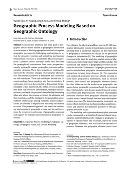 Geographic Process Modeling Based on Geographic Ontology Received April 10, 2018; Accepted September 25, 2018 1 Introduction
