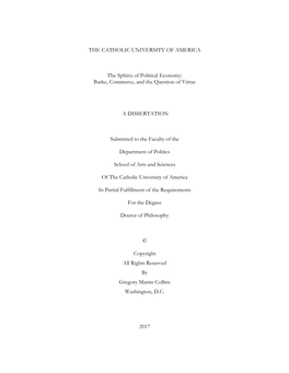 Burke, Commerce, and the Question of Virtue a DISSERTATION S