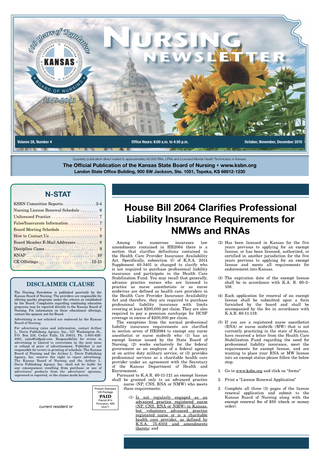 House Bill 2064 Clarifies Professional Liability Insurance Requirements