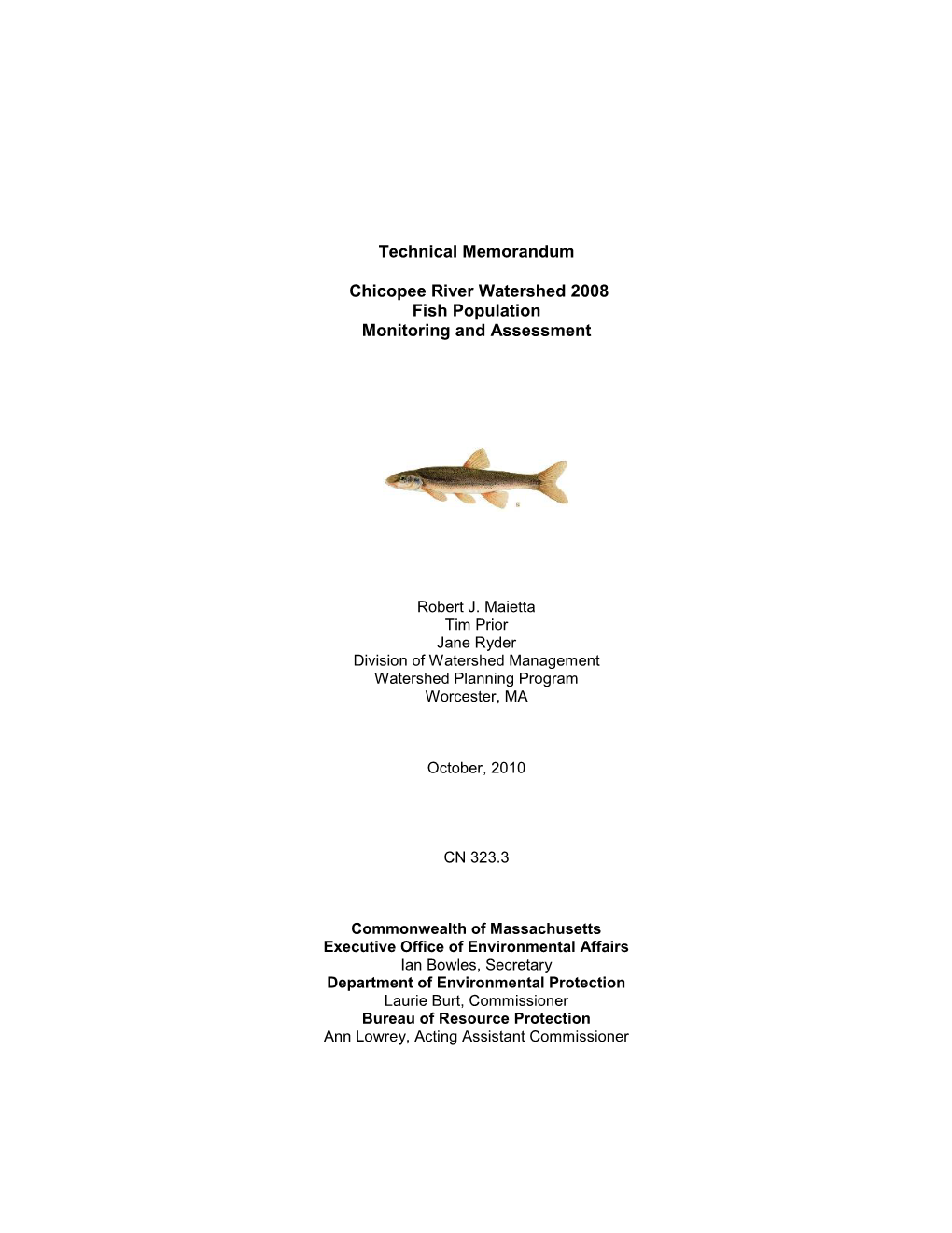 Technical Memorandum Chicopee River Watershed 2008 Fish