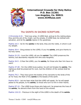 The SAINTS in SACRED SCRIPTURE