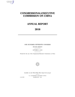 Congressional-Executive Commission on China Annual Report 2018