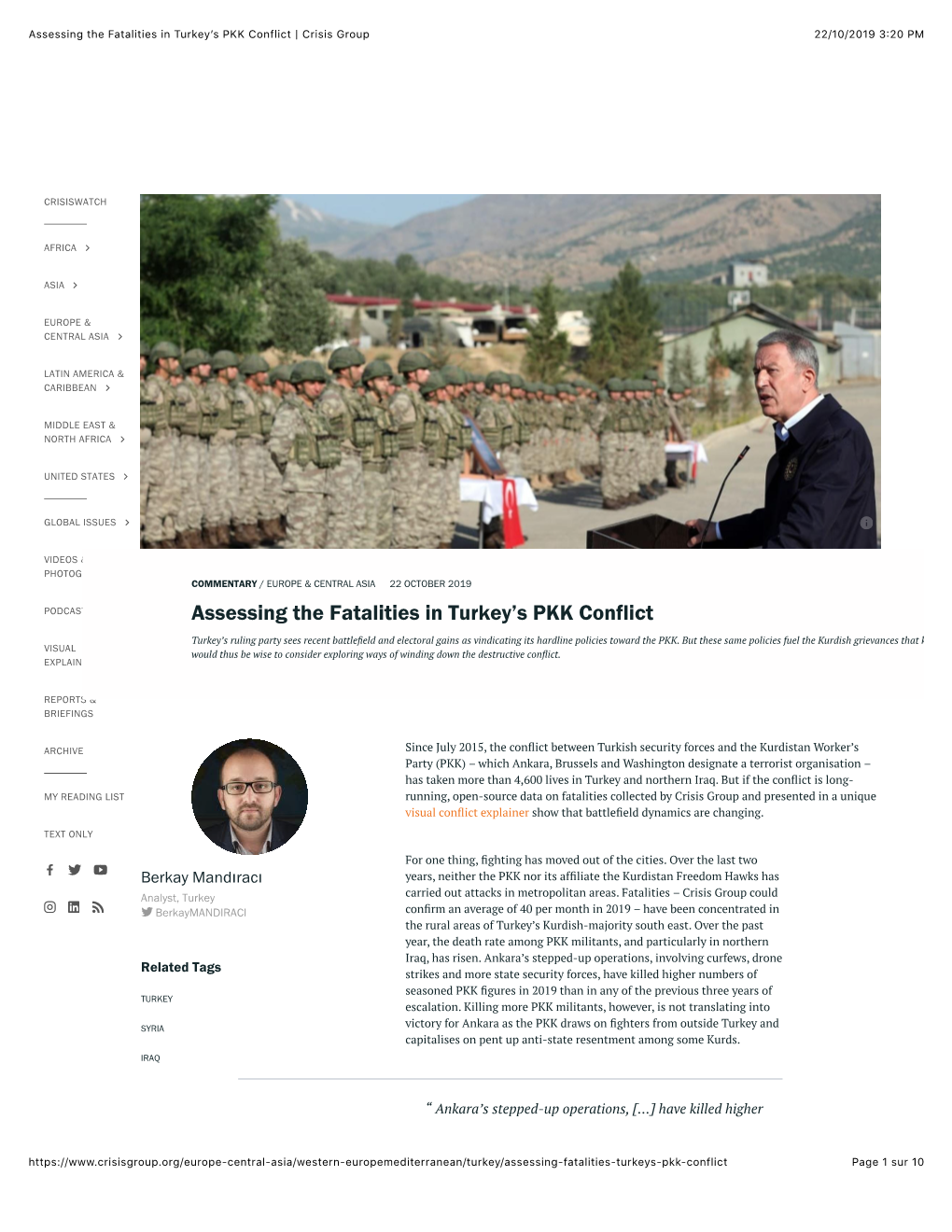 Assessing the Fatalities in Turkey's PKK Conflict