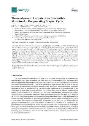 Thermodynamic Analysis of an Irreversible Maisotsenko Reciprocating Brayton Cycle