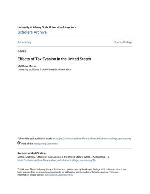Effects of Tax Evasion in the United States