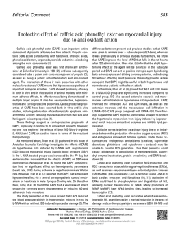Protective Effect of Caffeic Acid Phenethyl Ester on Myocardial Injury Due to Anti-Oxidant Action