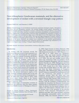 Non-Tribosphenic Gondwanan Mammalsa and the Alternative Development of Molars with a Reversed Triangle Cusp Pattern