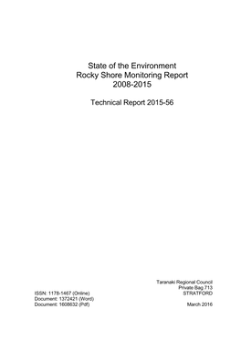 Rocky Shore Monitoring Report 2008-2015
