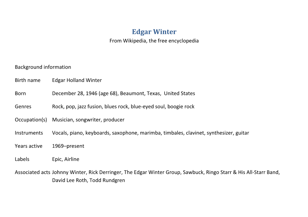 Edgar Winter from Wikipedia, the Free Encyclopedia