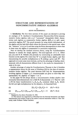 Structure and Representations of Noncommutative Jordan Algebras