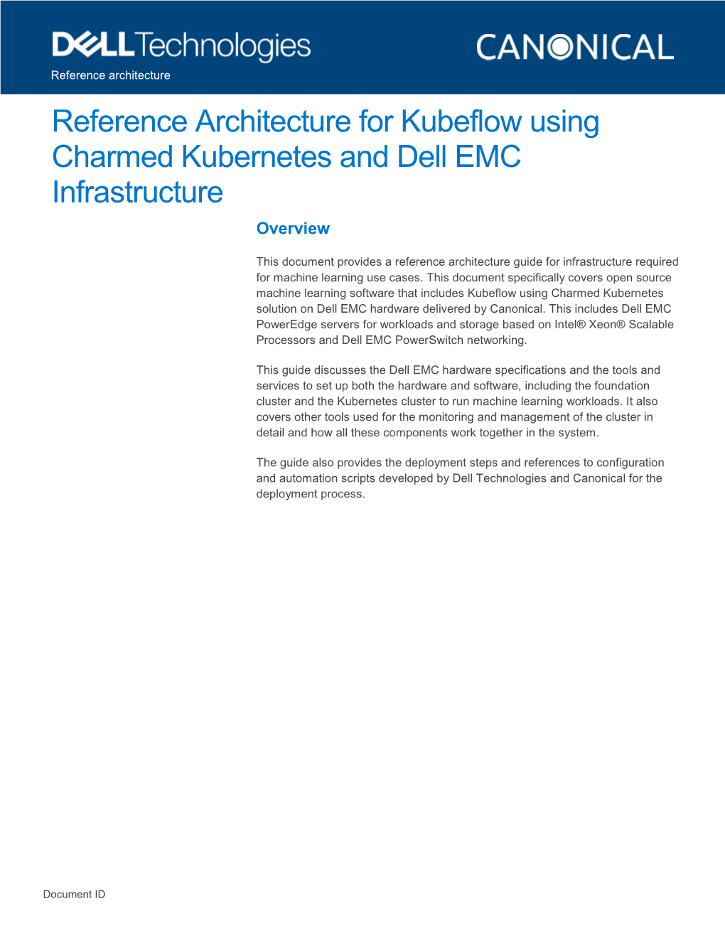 Reference Architecture for Kubeflow Using Charmed Kubernetes and Dell EMC Infrastructure Overview