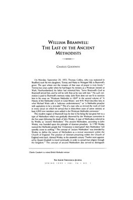 WILLIAM BRAMWELL: the Last of the ANCIENT METHODISTS
