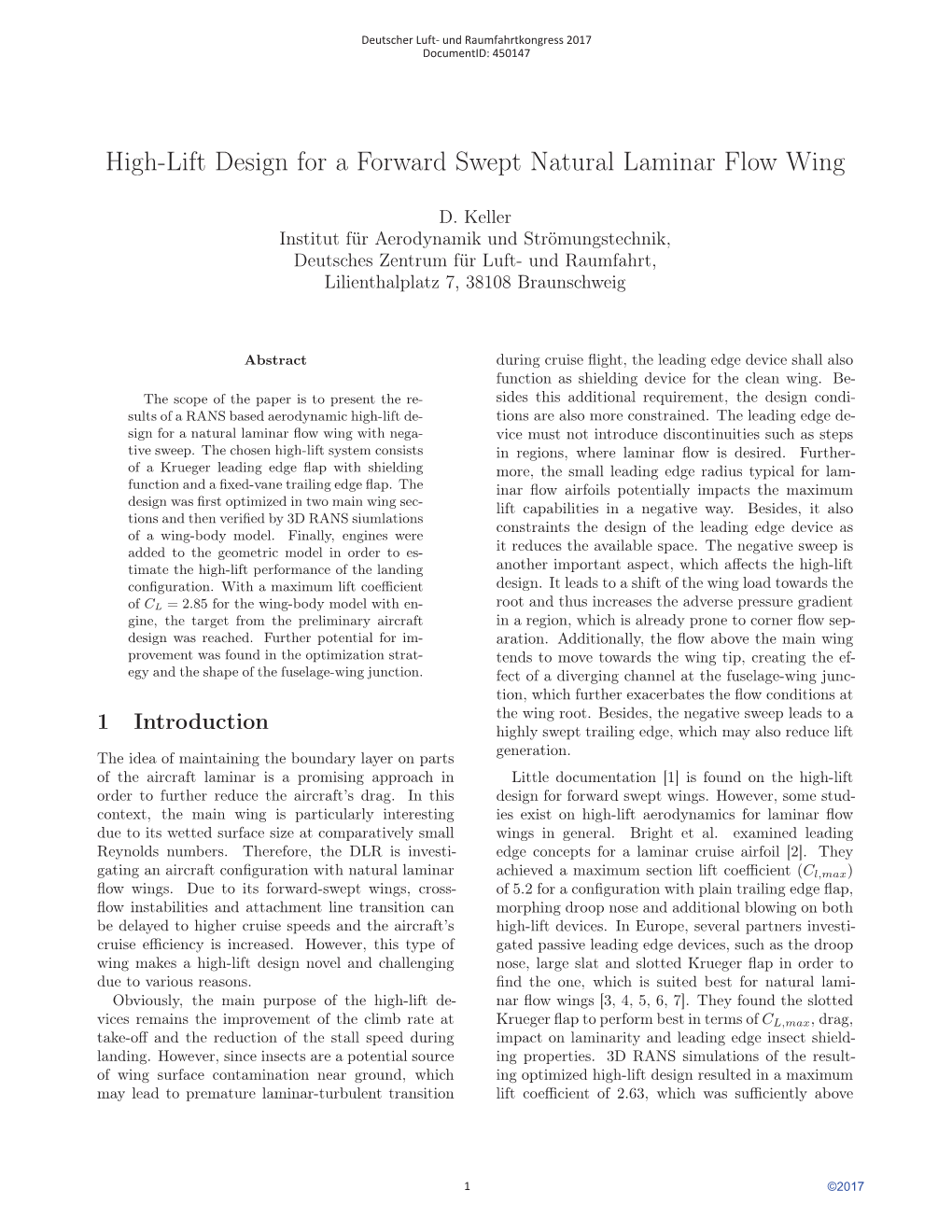 High-Lift Design for a Forward Swept Natural Laminar Flow Wing