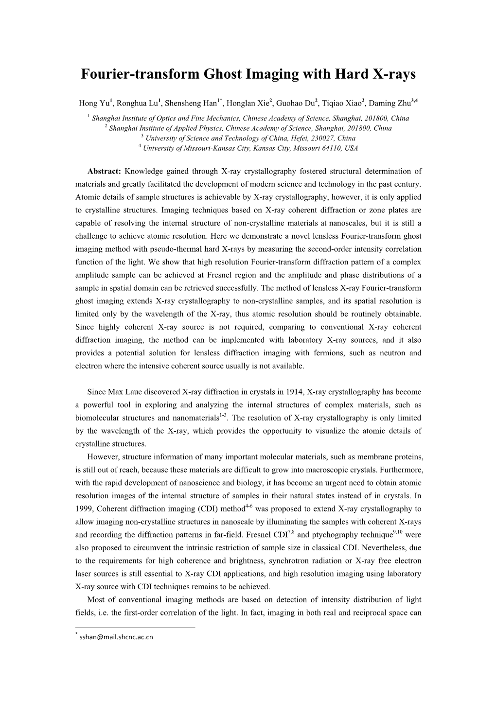 Fourier-Transform Ghost Imaging with Hard X-Rays