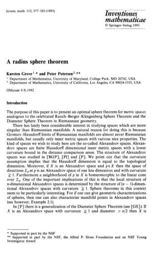 A Radius Sphere Theorem