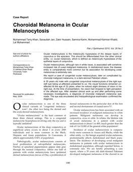 Choroidal Melanoma in Ocular Melanocytosis