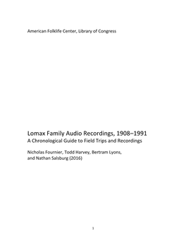 Lomax Family Audio Recordings, 1908-1991