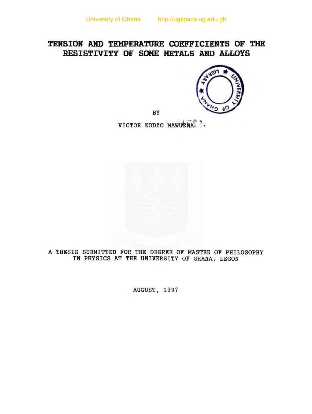 Tension Amd Temperature Coefficients of the Resistivity of Some Metals Amd Alloys