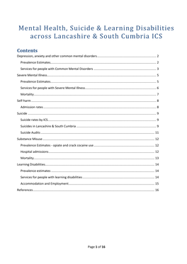 Mental Health, Suicide Learning Disabilities Across Lancashire