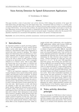 Voice Activity Detection for Speech Enhancement Applications