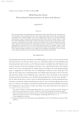 Modeling the State: Postcolonial Constitutions in Asia and Africa＊