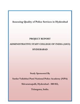 Assessing Quality of Police Services in Hyderabad