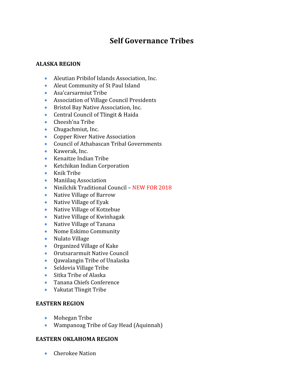 Self-Governance Tribes with DOI Funding