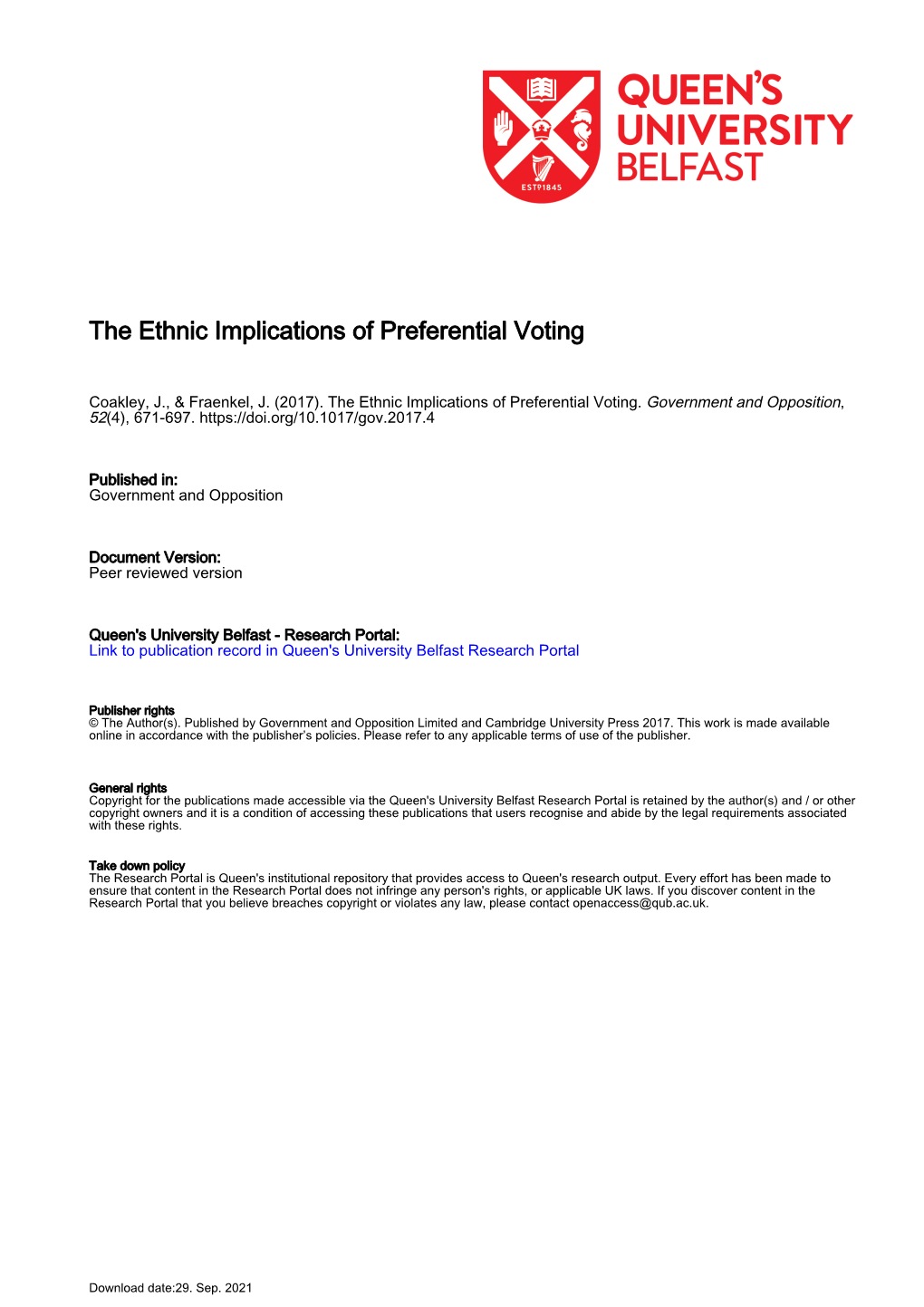 The Ethnic Implications of Preferential Voting