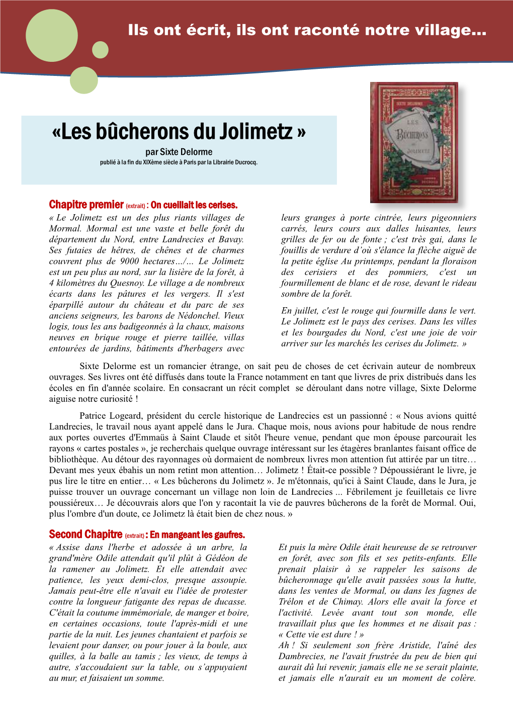 «Les Bûcherons Du Jolimetz » Par Sixte Delorme Publié À La Fin Du Xixème Siècle À Paris Par La Librairie Ducrocq