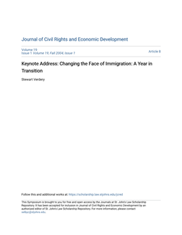 Keynote Address: Changing the Face of Immigration: a Year in Transition