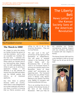 THE LIBERTY BELL NEWS LETTER of the KANSAS SOCIETY SONS of the AMERICAN REVOLUTION November 1, 2017 Issue 3