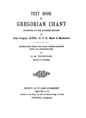 Textbook of Gregorian Chant