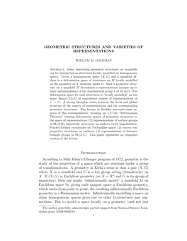 Geometric Structures and Varieties of Representations