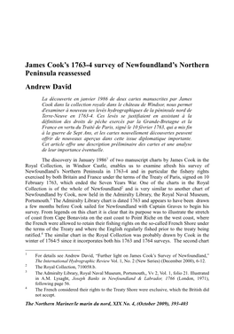 James Cook's 1763-4 Survey of Newfoundland's Northern