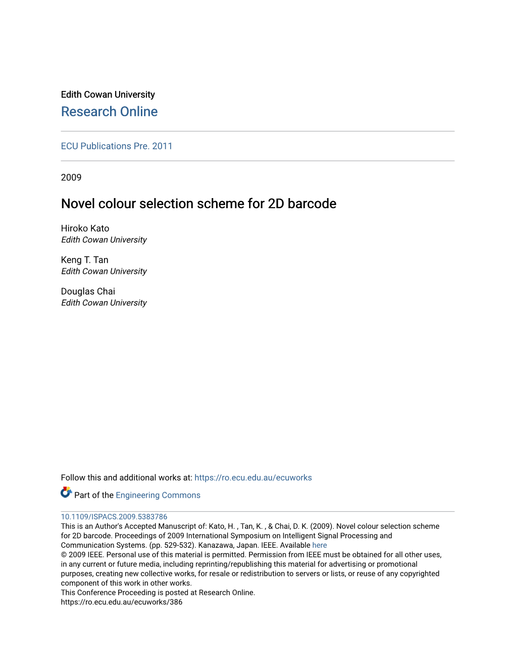 Novel Colour Selection Scheme for 2D Barcode