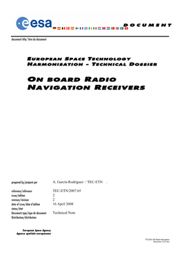 European Space Technology Harmonisation - Technical Dossier