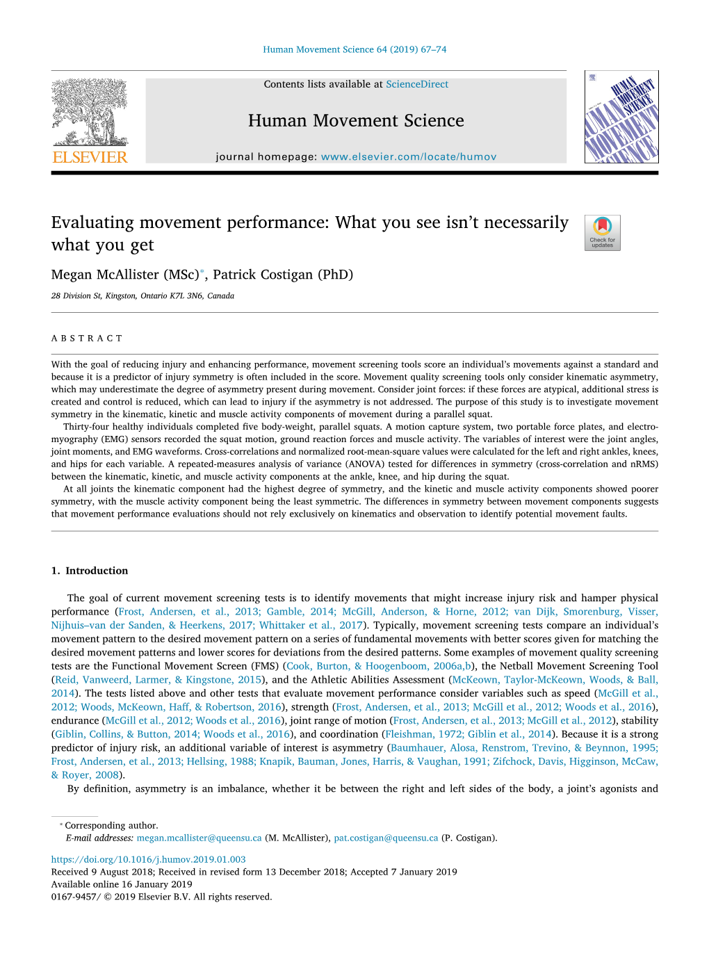 Evaluating Movement Performance What You See Isn't Necessarily What