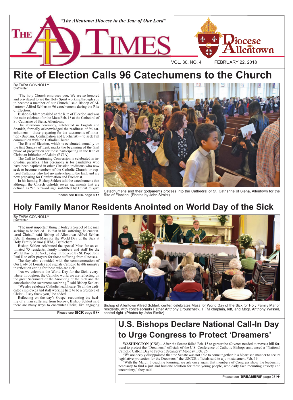 Rite of Election Calls 96 Catechumens to the Church by TARA CONNOLLY Staff Writer