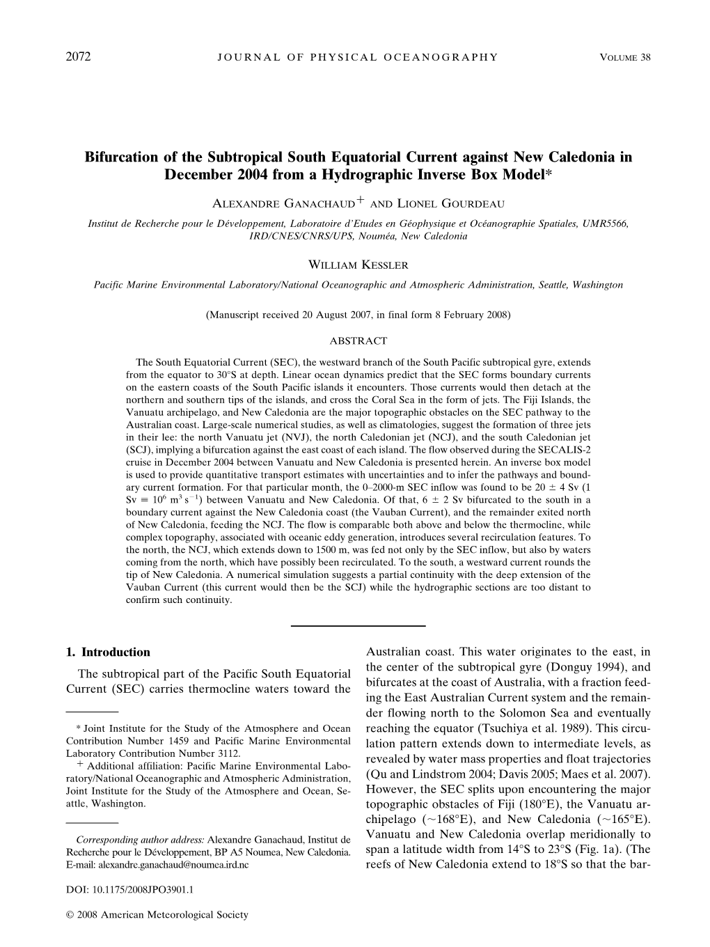 Bifurcation of the Subtropical South Equatorial Current Against New