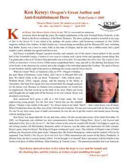 Ken Kesey—Selected Bibliography