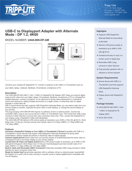 USB-C to Displayport Adapter with Alternate Mode