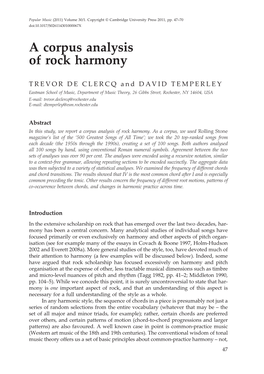 A Corpus Analysis of Rock Harmony