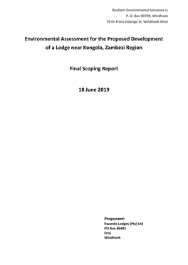 Environmental Assessment for the Proposed Development of a Lodge Near Kongola, Zambezi Region