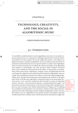 Technology, Creativity, and the Social in Algorithmic Music