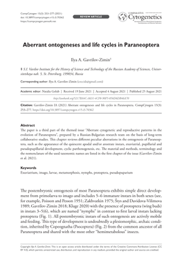 Aberrant Ontogeneses and Life Cycles in Paraneoptera