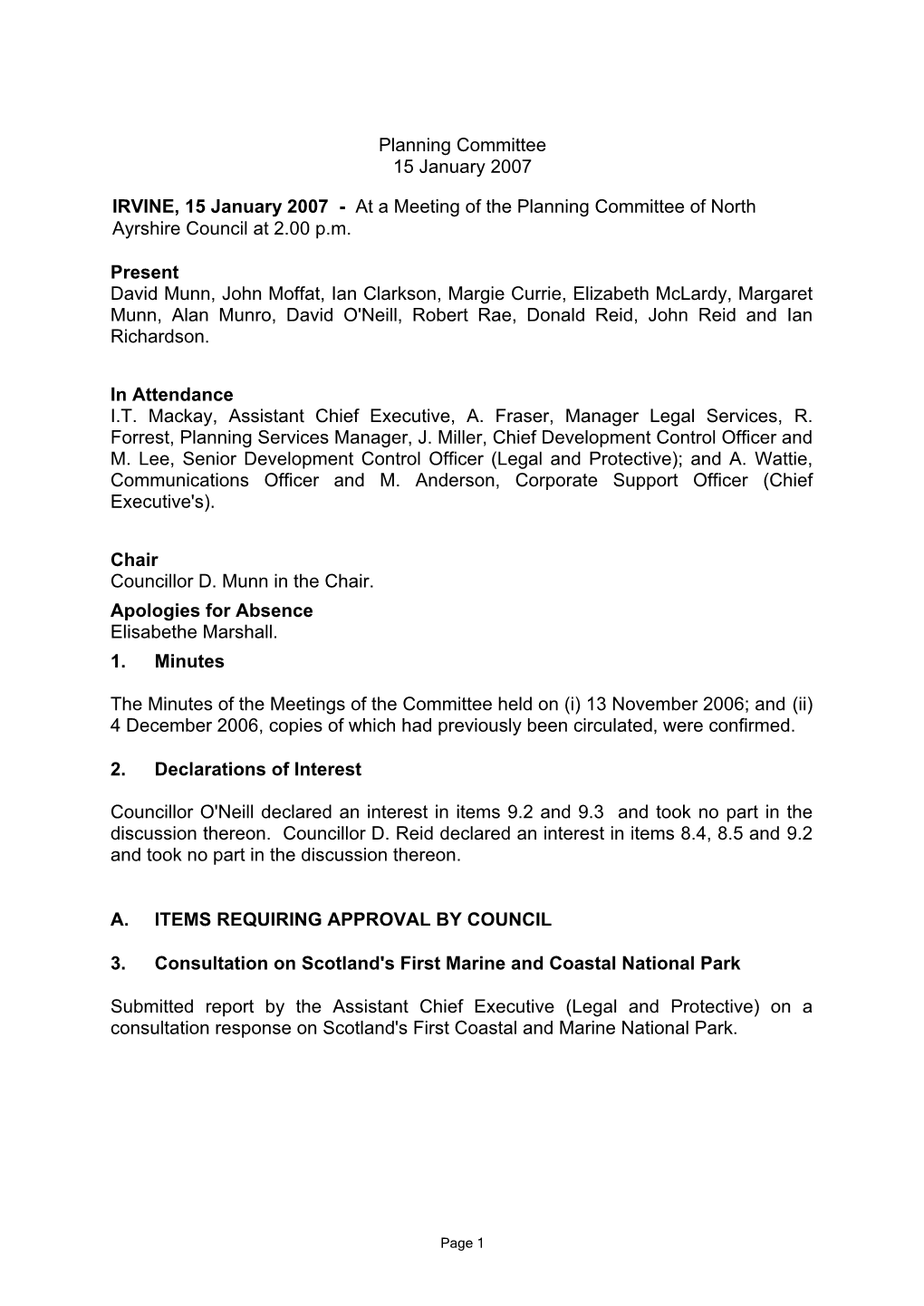 Planning Committee 15 January 2007