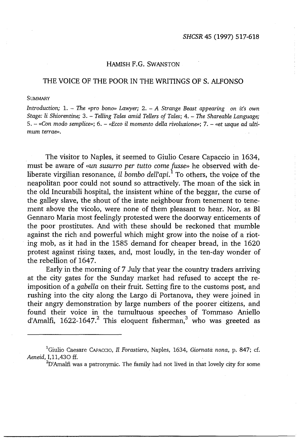 THE VOICE of the POOR in the WRITINGS of S. ALFONSO The